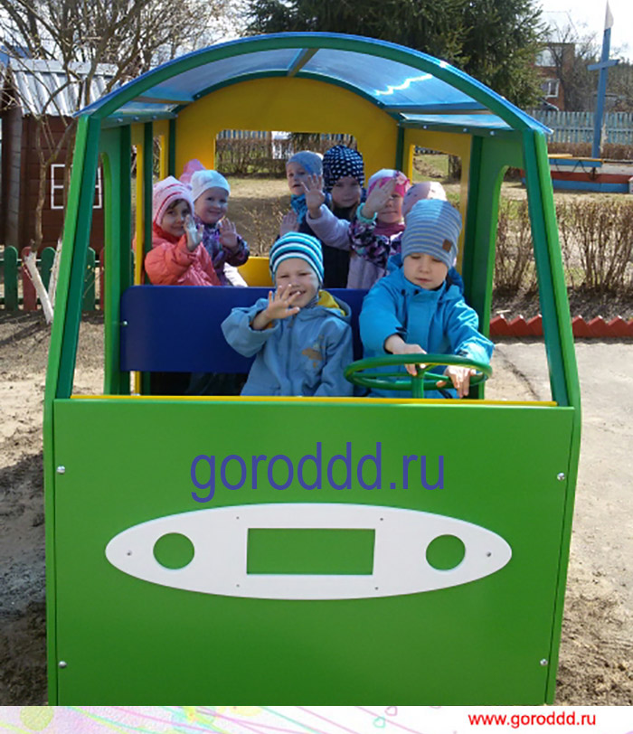 Игровая конструкция автобус с рулем для участка детского сада