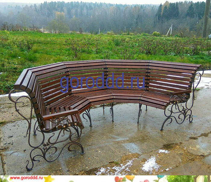 Красивая скамейка полукруглая для парков и дач "Ботанический сад"