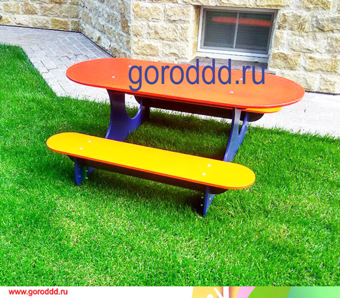 Разборный столик со скамейками для уличных детских зон "Лунтик"