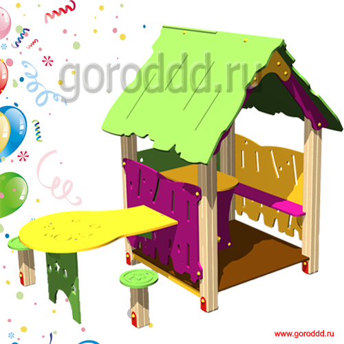 Уличный домик для детских садов из клееного бруса "Теремок"