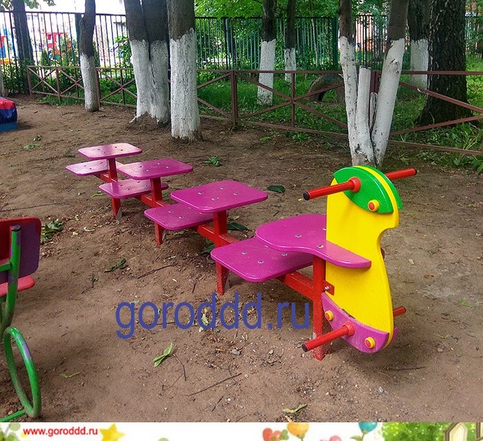 Детская 8-местная скамейка для детских садов "Детское время"