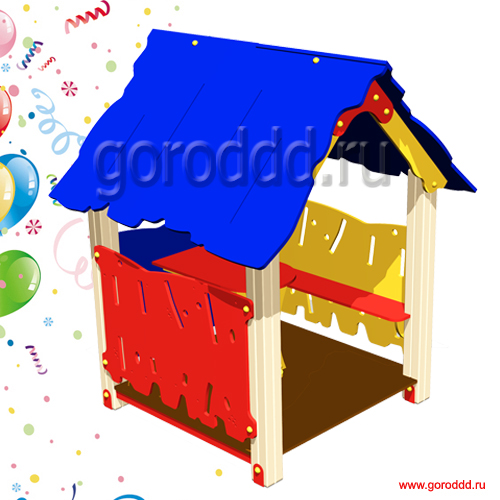 Деревянный детский домик с лавочками и столиком "Малыш"