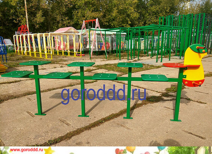 Уличная длинная скамейка для детей на 8 мест "Детское время"
