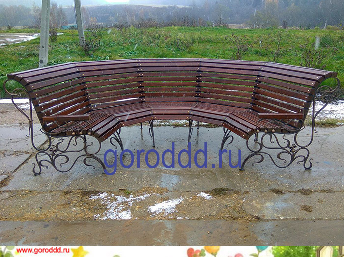 Большая кованая скамейка в виде полукруга "Ботанический сад"