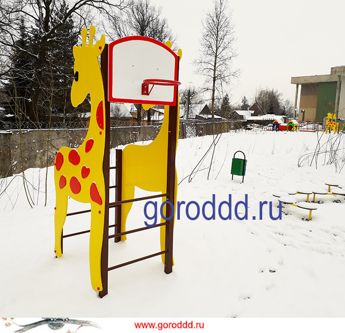 Детская баскетбольная стойка с лесенками "Меткий жираф"
